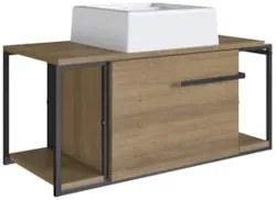 Gabinete Banheiro Suspenso 80cm Cuba Quadrada Ripy Mel/Branco Z54 - Mp