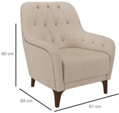 Kit 2 Poltronas Decorativas para Sala com Capitonê Pietà Z32 Linho Cru