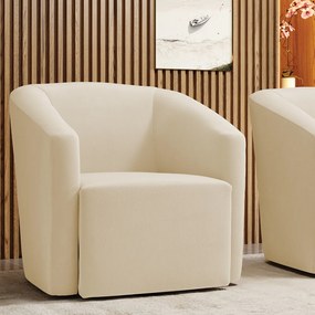 Poltrona Decorativa Base Giratória Stella Max Suede Bege D03 - D'Rossi