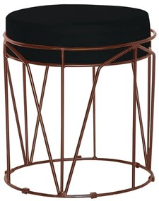Puff Decorativo Sala de Estar Base Bronze Chloe Veludo Preto G41 - Gran Belo
