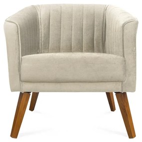 Poltrona Decorativa Dalia Pés de Madeira Suede Bege - Sheep Estofados - Bege