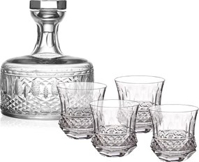 Jogo Garrafa e 4 Copos Lapidado 69 P/ Whisky On The Rocks 325ml Incolor