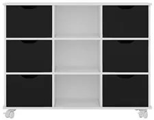 Nicho Organizador com Rodízios Toys 6 Gavetas Q01 Branco/Preto - Mpoze