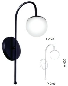 Arandela Globo Haste Curva Simples 12X24X42Cm Metal E Globo Ø12Cm 01Xg... (ROSE FOSCO, AMBAR)