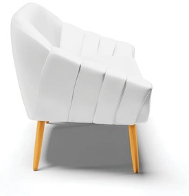 Namoradeira 02 Lugares Giovana Corino Pés Palito Castanho - D'Rossi - Branco