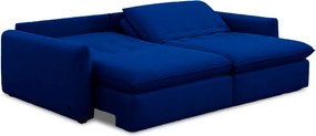 Sofá Bipartido 250cm Retrátil Reclinável Almofadas Caixa Zero Sydney Veludo Azul G93 - Gran Belo