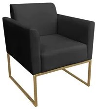 Poltrona Decorativa Base Industrial Dourada Maressa S07 Suede Preto -