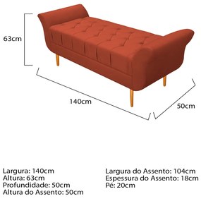 Recamier Estofado Ari 140 cm Casal Suede Terracota - ADJ Decor