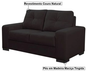 Sofá 2 Lugares 150cm Turim Couro Marrom Fosco G58 - Gran Belo