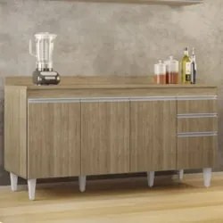 Balcão de Cozinha Para Pia Com Tampo 160cm Arkansas Castanho - Lumil