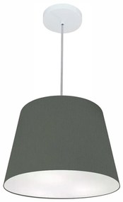 Lustre Pendente Cone Md-4155 Cúpula em Tecido 30/40x30cm Cinza Escuro - Bivolt