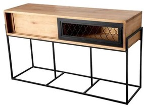 Aparador Rumba Industrial em Madeira Mel e Base Preta com 139cm de largura - 70316 Sun House