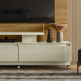 Estante de TV 75 Pol 183cm com Rodízio Sala Belora Cumaru/Opala M20 - D'Rossi