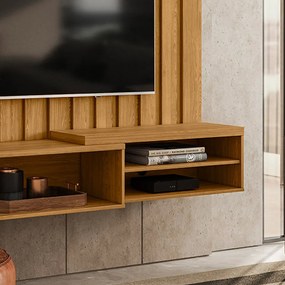 Painel TV 75 Pol 207cm Bancada Suspensa para Sala Elvano M20 - D'Rossi - Cumaru