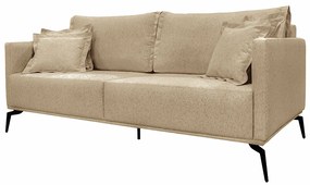 Sofá Decorativo 3 Lugares 220cm Pés em Aço Stagno Linho Bege G63 - Gran Belo