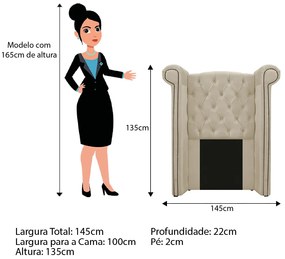 Kit Cabeceira e Calçadeira Veneza 100 cm Solteiro Corano Bege - ADJ Decor