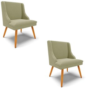 Cadeira Sala de Jantar Pé Palito Castanho kit 2 Liz Bouclê D03 - D'Rossi - Pistache