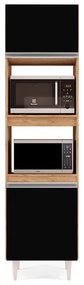 Paneleiro Torre Quente para Cozinha 02 Portas Ruth 56 cm - D'Rossi - Castanho e Preto