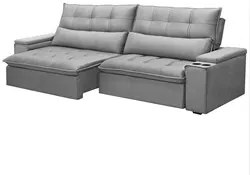 Sofá Retrátil Reclinável 3 Lugares 250cm Moritz F05 Veludo Prata - Mpo