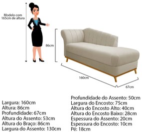 Diva Recamier Vanessa 160cm Lado Direito Suede