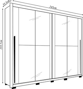 Guarda Roupa Lorian 245cm 2 Portas de Correr com 2 Espelhos e 4 Gavetas MDF Freijo/OffWhite G11 - Gran Belo