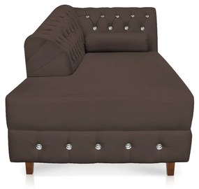 Divã Chesterfield 165 cm Capitonado com Strass Suede D'Rossi - Marrom