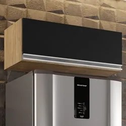Armário Aéreo de Cozinha Para Geladeira 70cm Texas Castanho/Preto - Lu