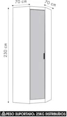 Guarda Roupa Canto Obliquo 70cm Espelho Delphi Avelã L01    - Mpozenat