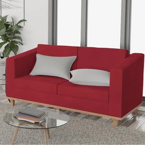 Sofá 2 Lugares Europa Suede Vermelho ADJ Decor