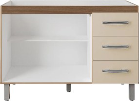 Balcão Rosa 2 Portas 3 Gaveta Cozinha MB1 120cm