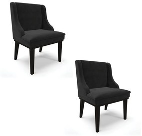 Kit 02 Cadeiras de Jantar Liz Suede Preto Base Fixa Madeira Preto D03 - D'Rossi