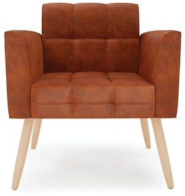 Poltrona Elisa Corano Nozes Pés Palito Natural D03 - D'Rossi