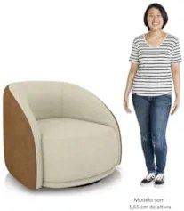 Poltrona Decorativa Giratória Kit 2 Lya Z32 Boucle Bege/Sintético Marr