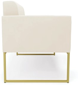 Sofá Namoradeira Elisa Veludo Base Metálica Industrial Dourado - D'Rossi - Bege