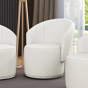 Poltrona Decorativa Orgânica Fixa para Sala Malu Bouclê M11 - D'Rossi - Off White