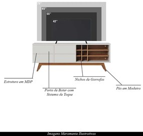 Rack Bancada Decorativa 180cm Sancho Off White/Freijó G73 - Gran Belo