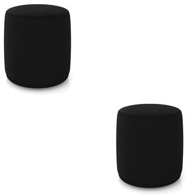Puff Redondo Orgânico para Sala Kit 2 Malu Suede M11 - D'Rossi - Preto