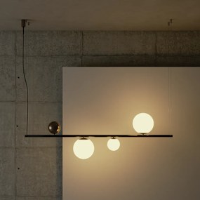Pendente Organic Horizontal 20X10X140Cm Alumínio E Globo Ø12Cm / Ø20Cm... (AV-M - Avelã Metálico)