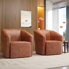 Poltrona Decorativa Base Giratória Kit 2 Stella Max Sintético PU Nozes D03 - D'Rossi