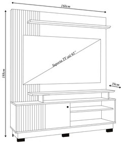 Home Theater Homero MDP 2 Prateleiras até 65 Cumaru/Opala G97 - Gran Belo