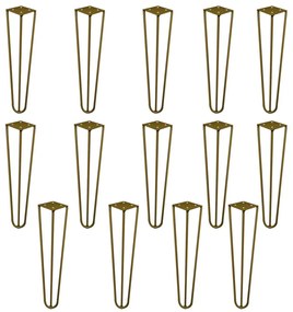 Kit 14 Pés de Metal 30 CM Hairpin Legs Mesa de Canto Rack e Puffs Dourado G41