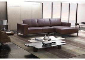Sofá de Couro Creta com Chaise Mempra Estofados - 2,45cm