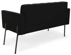 Sofá Namoradeira 2 Lugares Pé de Ferro Preto Elisa Suede D03 - D'Rossi - Preto