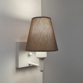 Arandela Quadrada Md-2034 Branco Cúpula em Tecido Cone Caqui - Bivolt