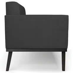 Sofá Namoradeira e 2 Poltronas Base Madeira Preto Ana Sintético Preto