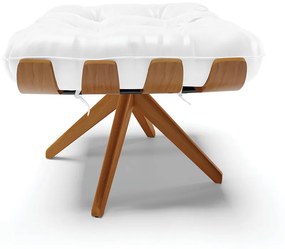 Puff Giratório Costela kit 2 Sintético PU Base de Madeira MA30 M11 - D'Rossi - Branco