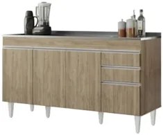 Balcão de Cozinha Com Pia Inox 150cm Marrocos Castanho      - Lumil