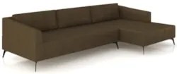 Sofá 5 Lugares 366cm Com Chaise Direito Eko Couro Capuccino Z55 - Mpoz