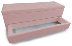 Calçadeira Baú com Sapateira Queen 160cm Paris Suede Rosa - Sheep Estofados - Rosa