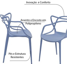 Kit 4 Cadeiras Decorativas Sala e Cozinha Feliti (PP) Azul Caribe G56 - Gran Belo